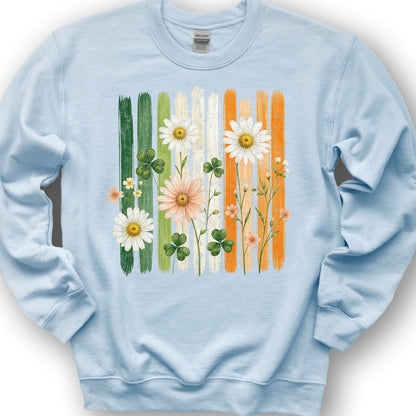 Irish Flower Stripes Sweatshirt - Light Blue