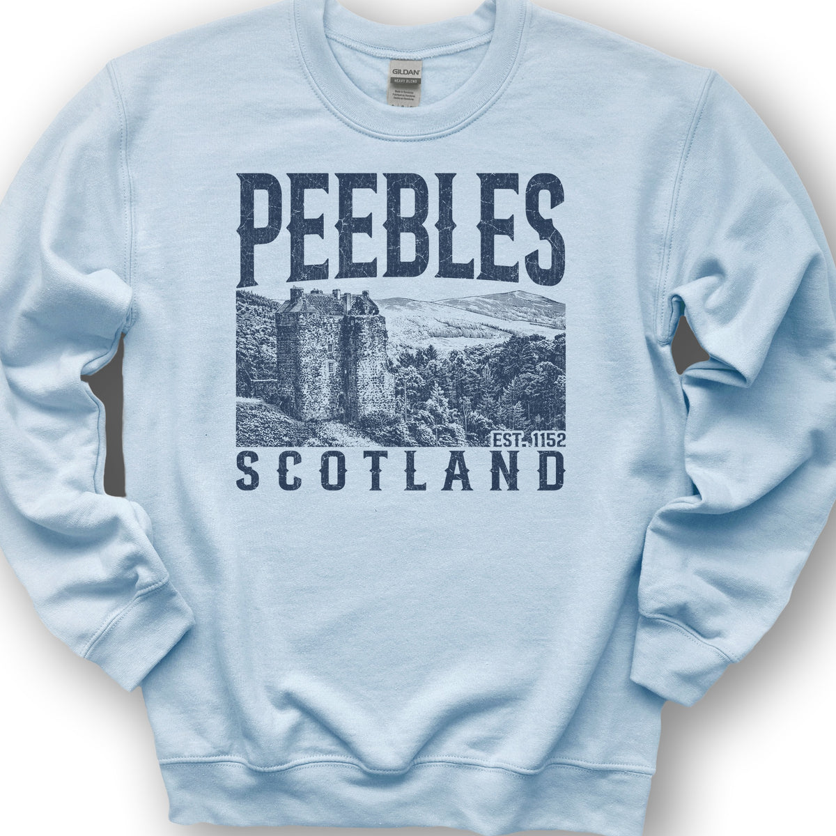 Peebles Scotland Sketch Sweatshirt - Light Blue