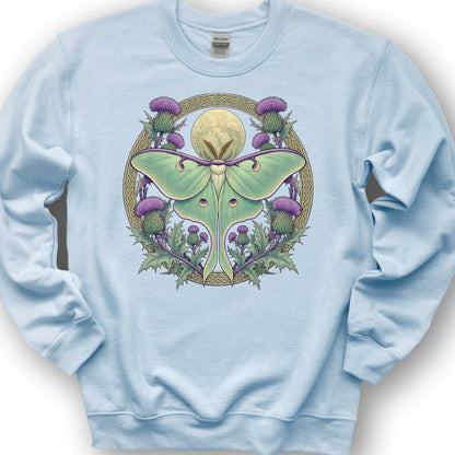 Thistle Luna Moth Sweatshirt - Light Blue