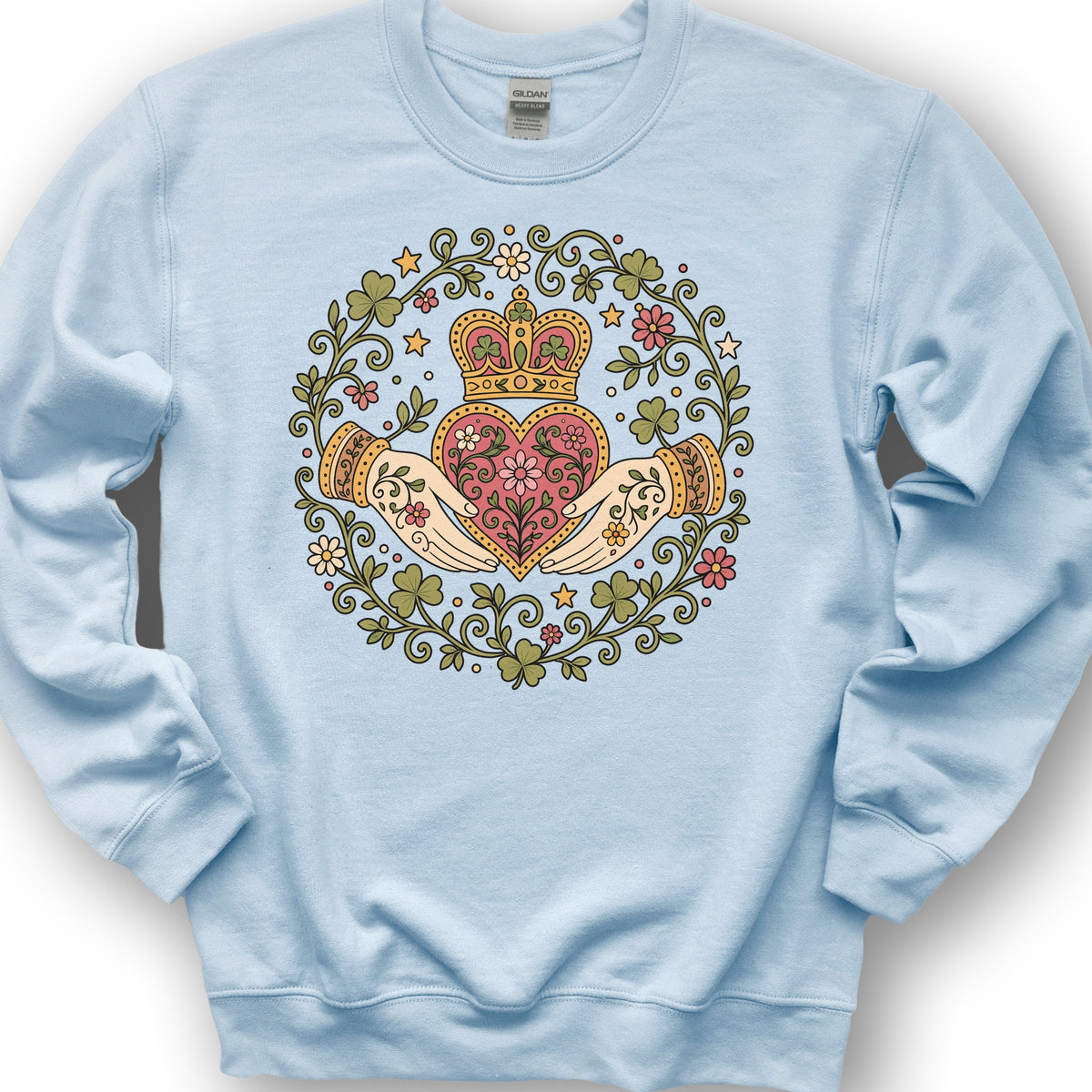 Claddagh Florals Sweatshirt - Light Blue
