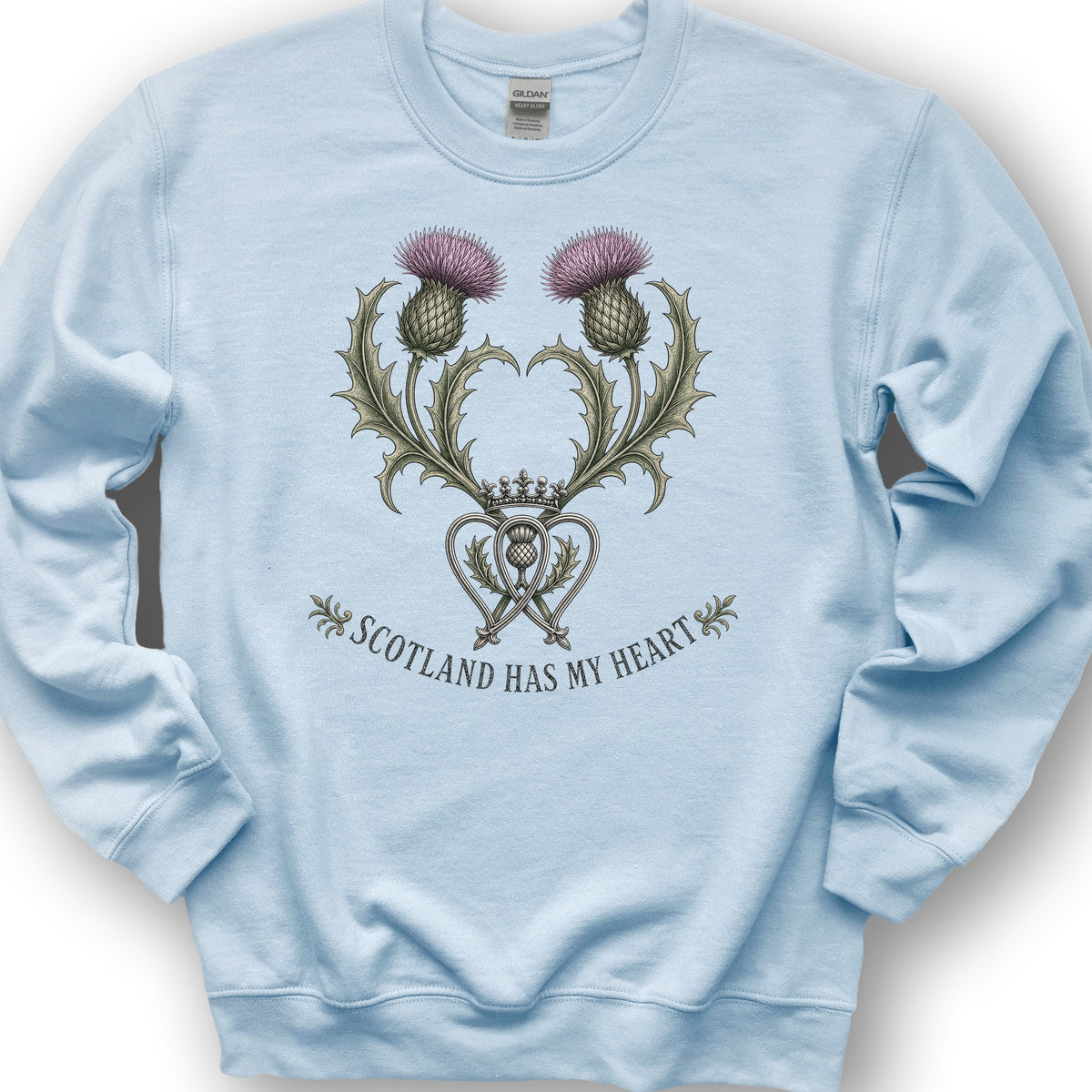 Scotland Heart Brooch Sweatshirt - Light Blue
