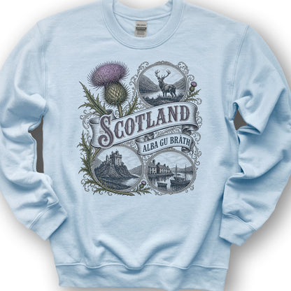 Scotland Vignettes Sweatshirt - Light Blue