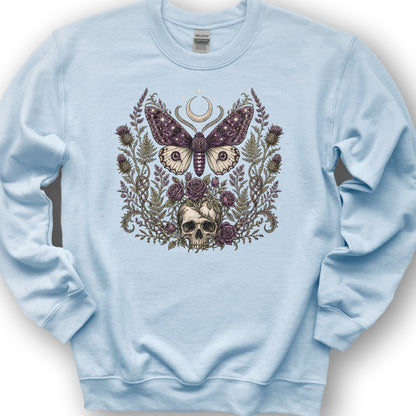 Gothic Thistle Moth Sweatshirt - Light Blue