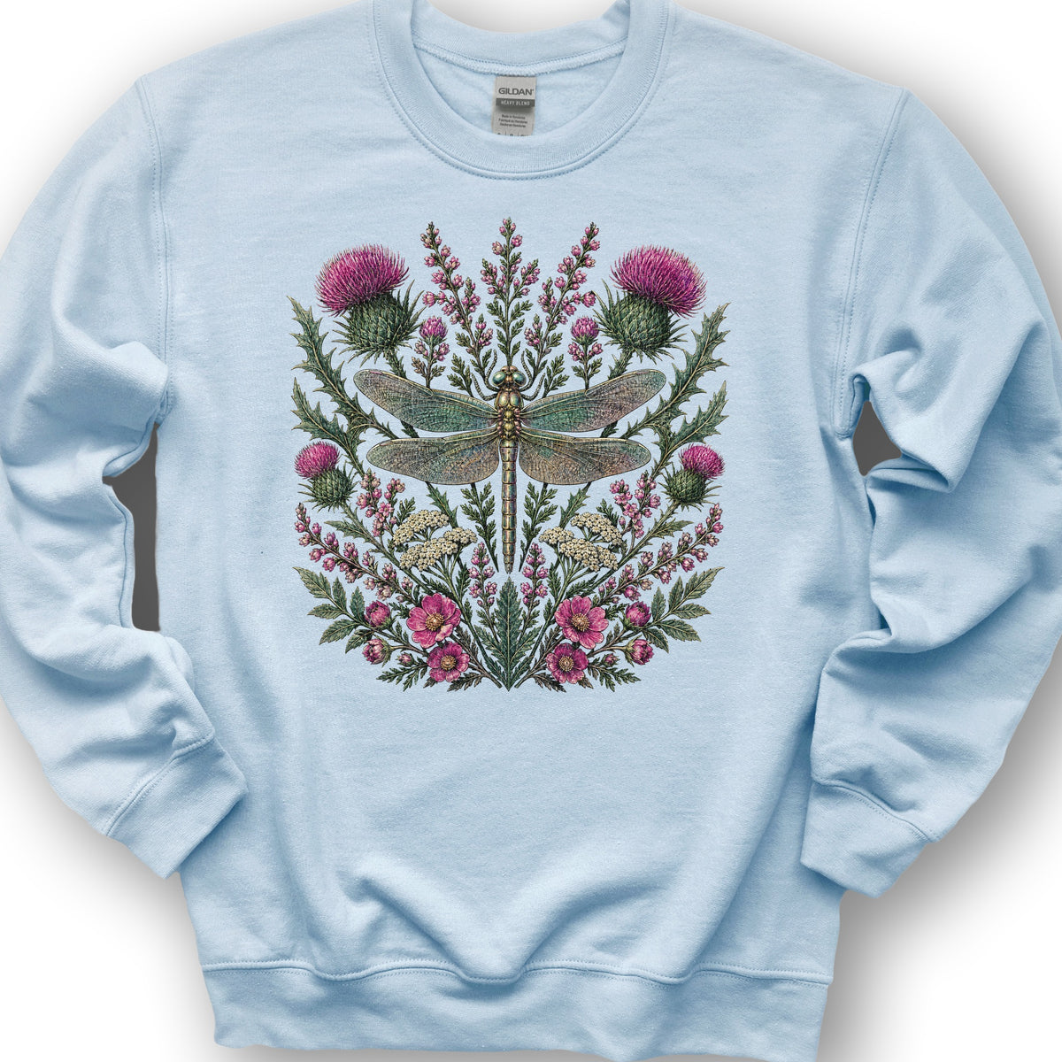 Wild Dragonfly Thistle Sweatshirt - Light Blue