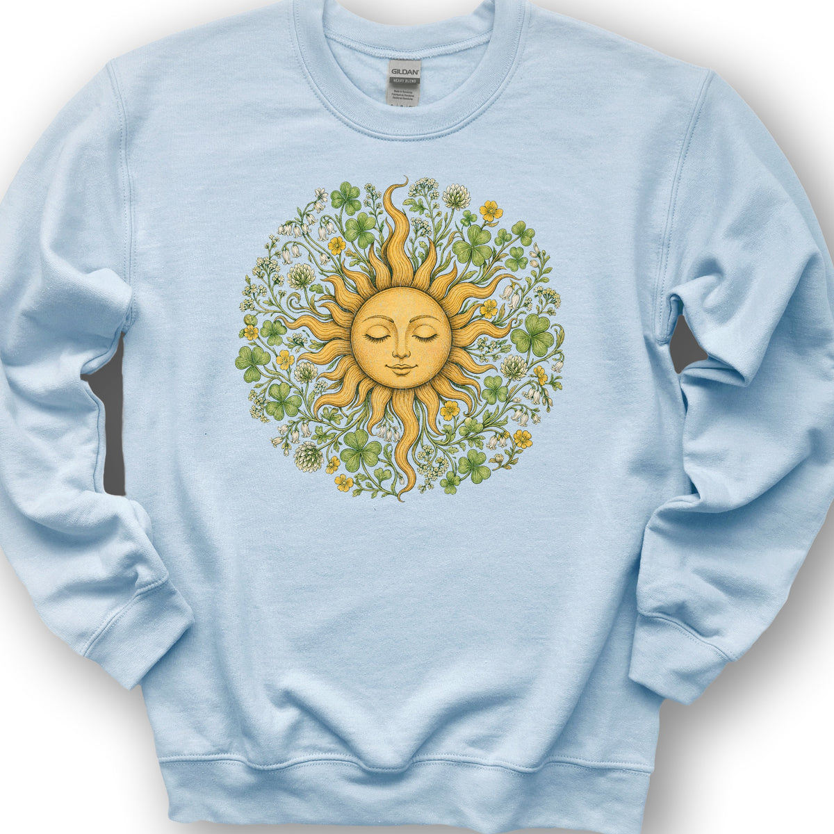 Shamrock Celestial Sun Sweatshirt - Light Blue