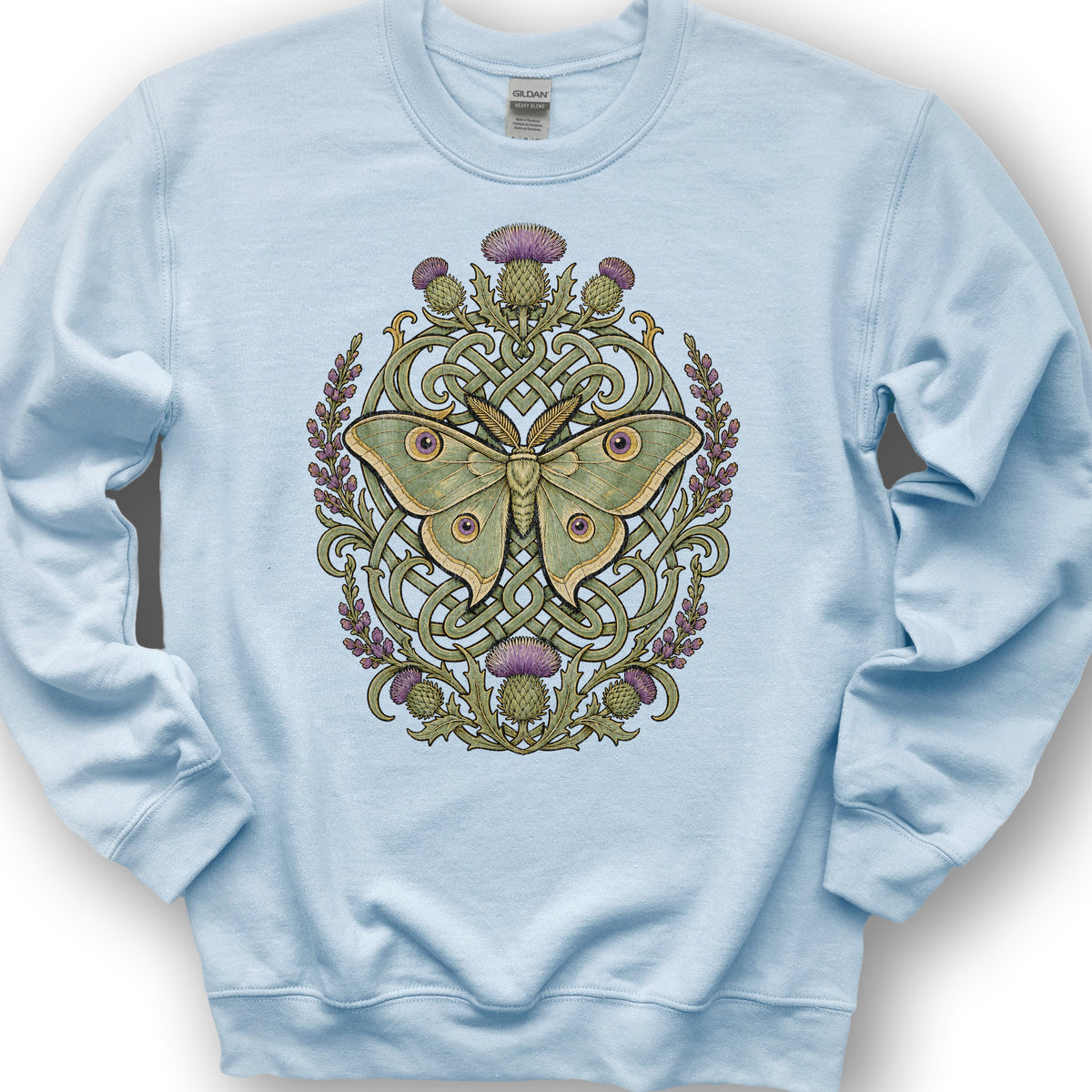Emperor Moth Thistle Sweatshirt - Light Blue