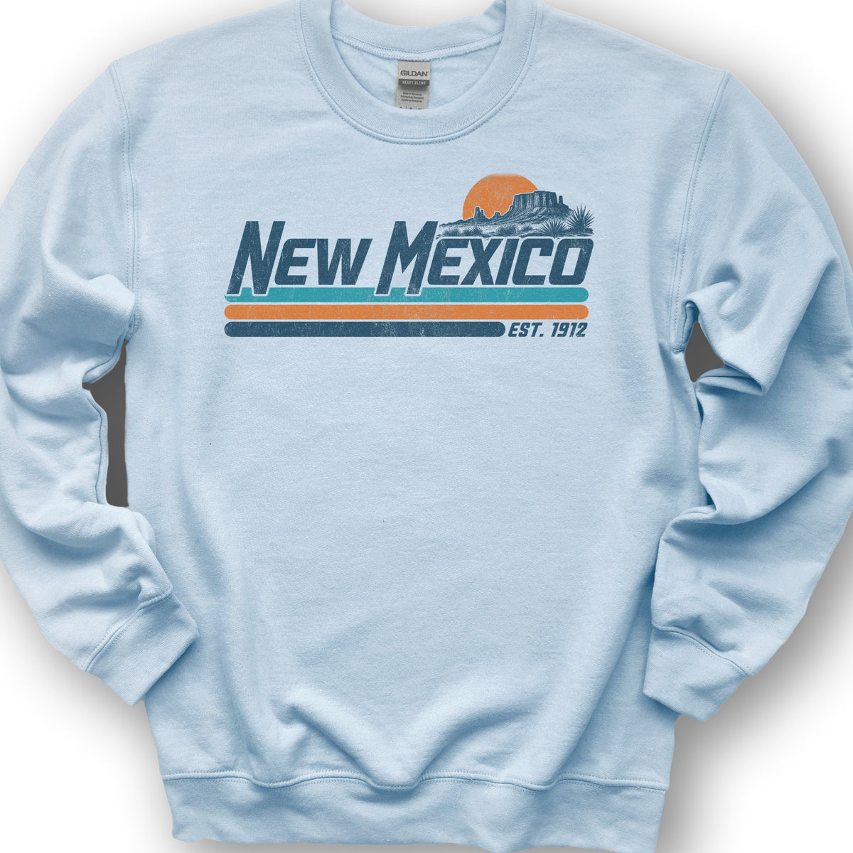 New Mexico Retro Stripe Sweatshirt - Light Blue