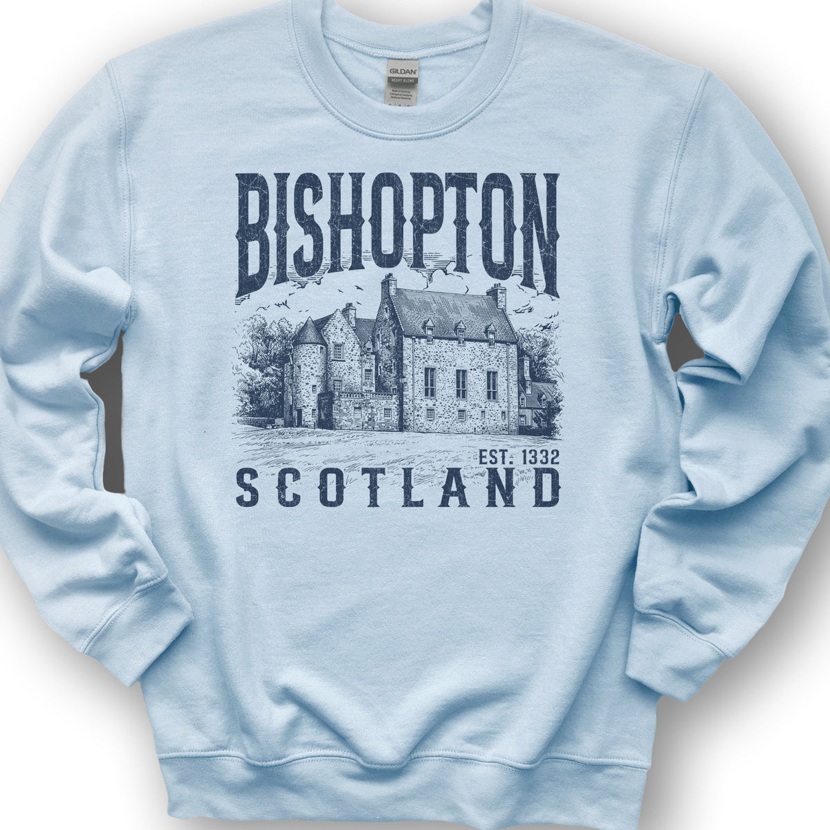 Bishopton Scotland Sketch Sweatshirt - Light Blue