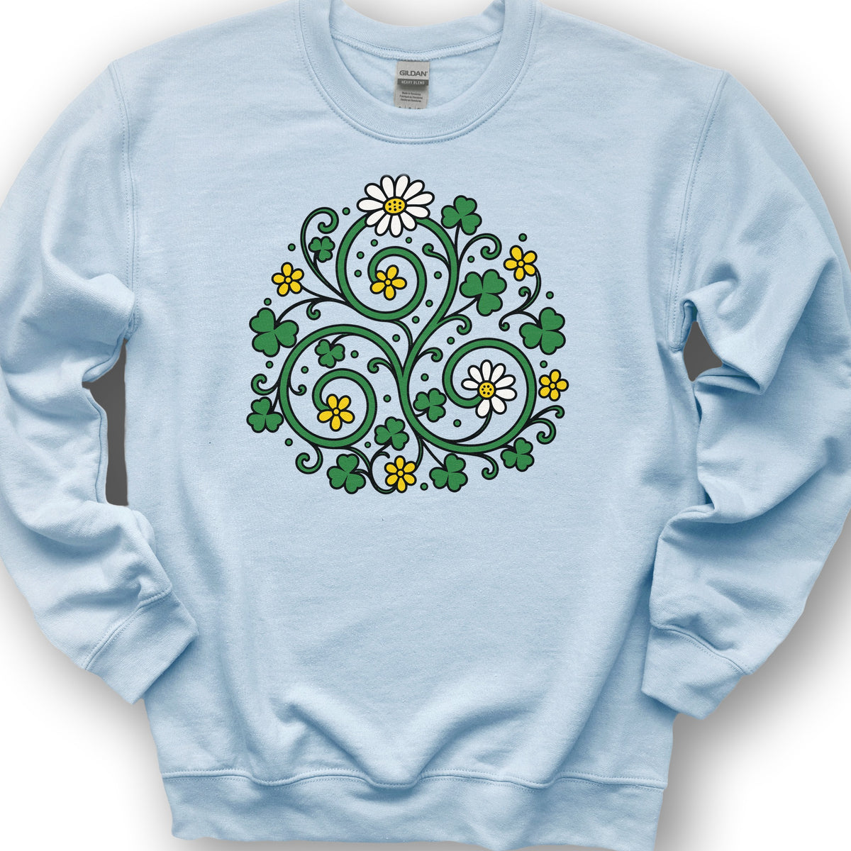 Celtic Shamrock Triskele Sweatshirt - Light Blue