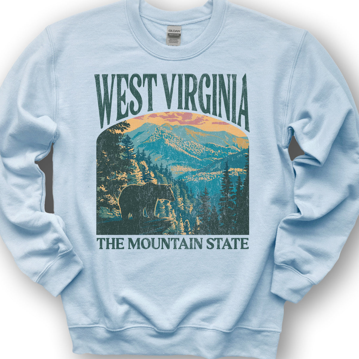West Virginia Mountain State "Big and Bold" Sweatshirt - Light Blue