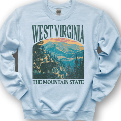 West Virginia Mountain State "Big and Bold" Sweatshirt - Light Blue