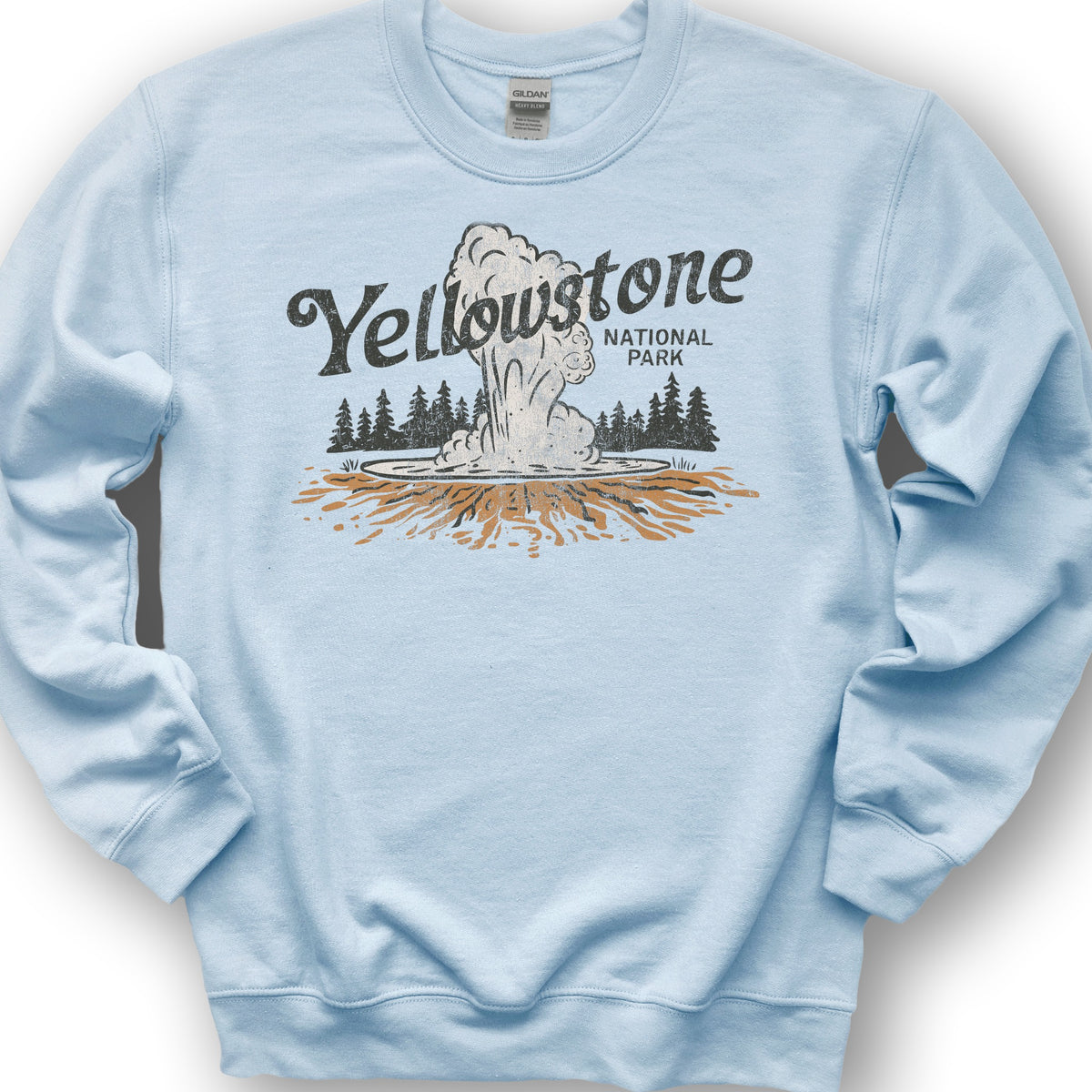 Yellowstone National Park "Old Faithful" Sweatshirt - Light Blue