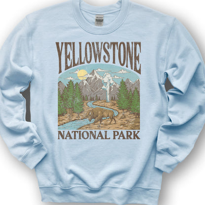 Yellowstone National Park Geyser "Big and Bold" Sweatshirt - Light Blue