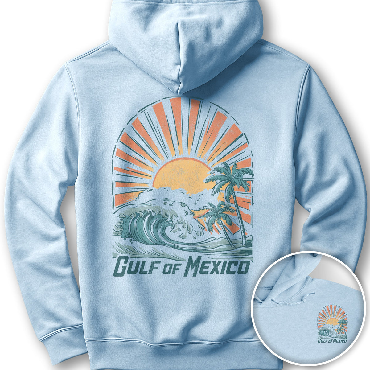 Gulf of Mexico "Sunny Vibes" Front/Back Print Hoodie - Light Blue