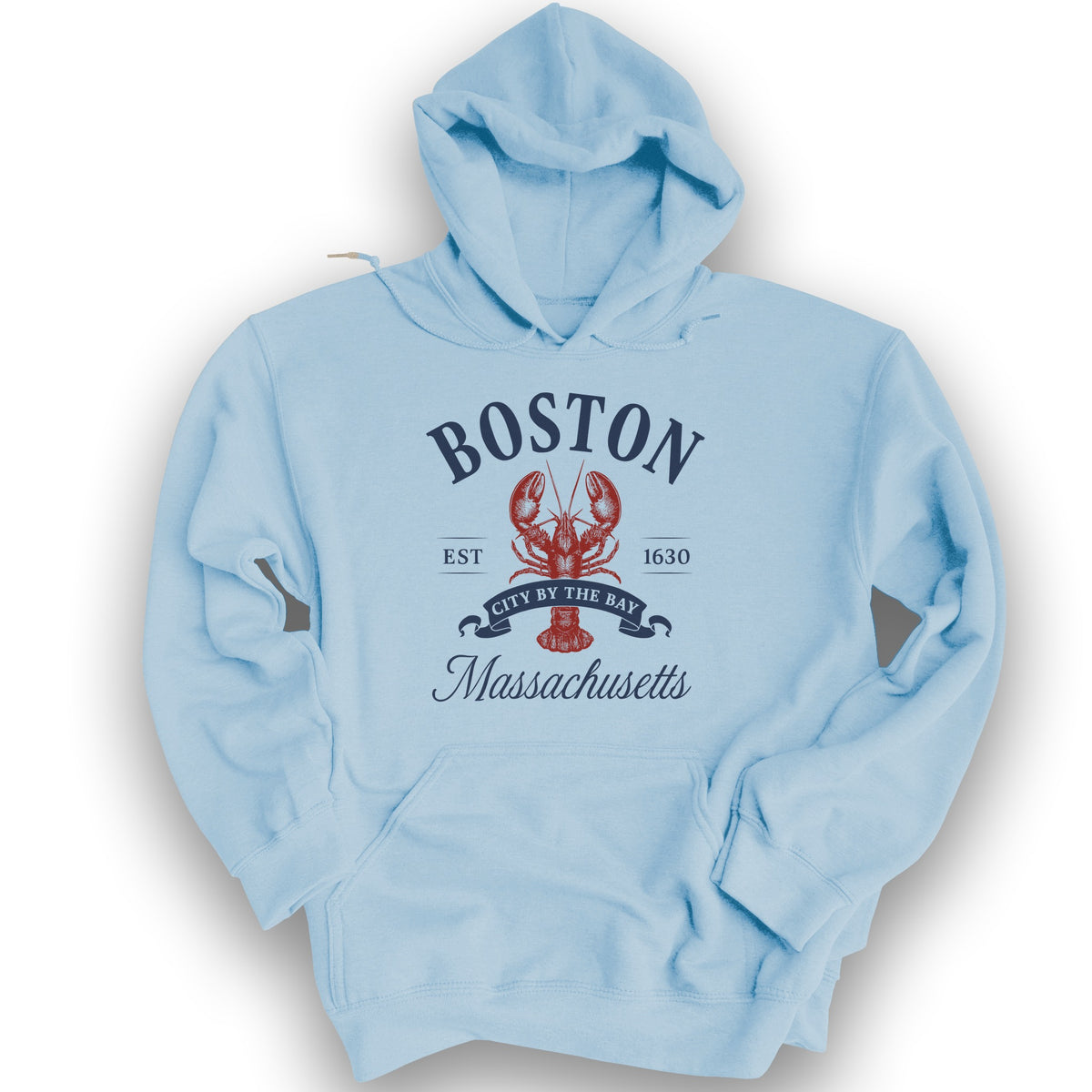 Boston City By the Bay Lobster Hoodie - Light Blue