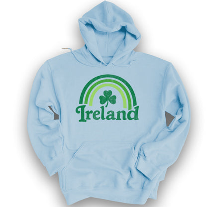 Ireland Rainbow Shamrock Hoodie - Light Blue