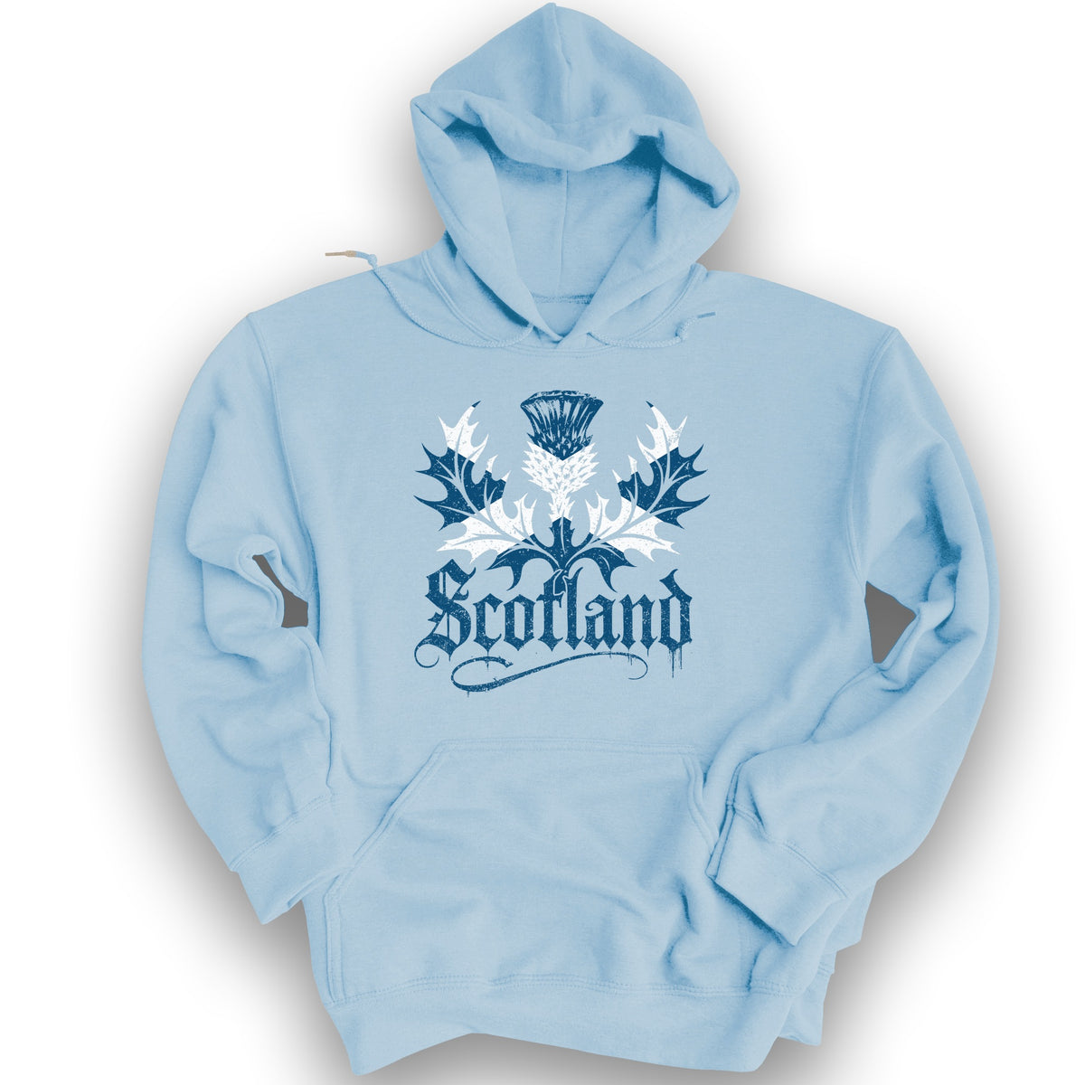 Scotland Gothic Thistle Hoodie - Light Blue