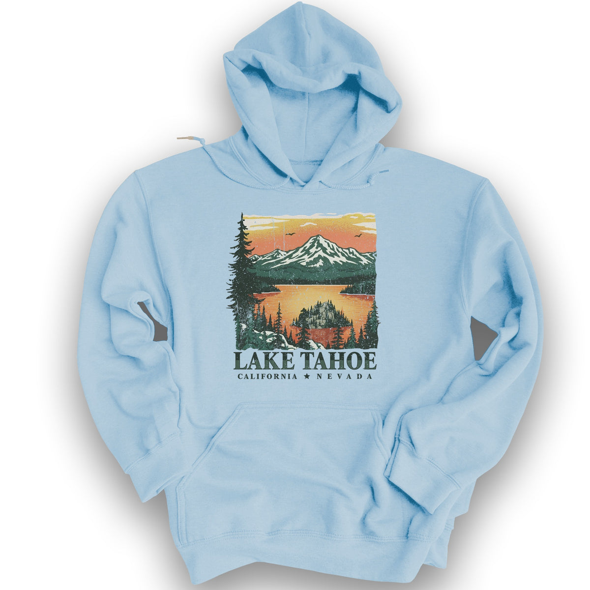 Lake Tahoe Emerald Bay Sunset Hoodie - Light Blue