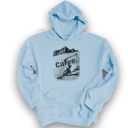 Carve Ski Print Hoodie - Light Blue