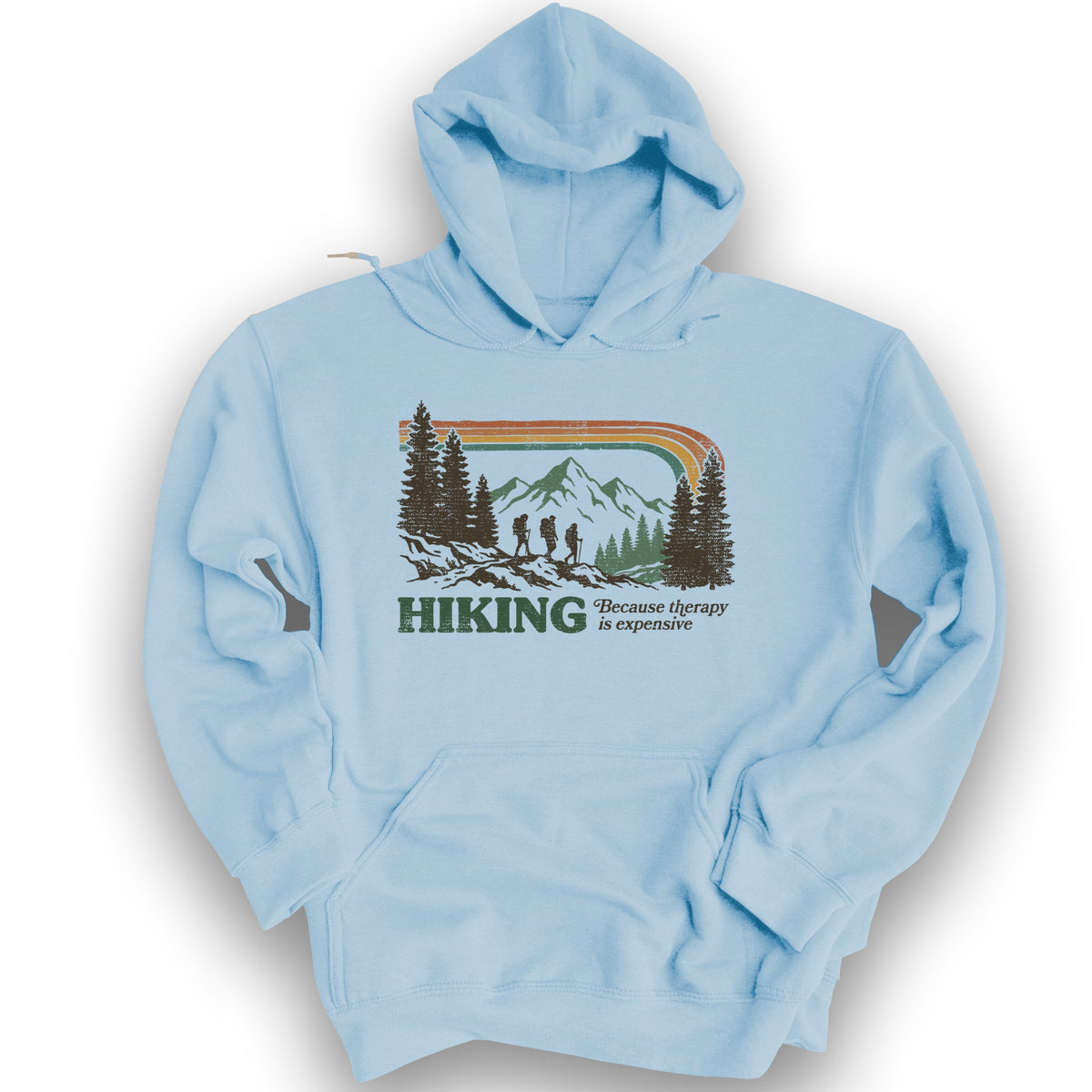 Hiking Retro Therapy Hoodie - Light Blue