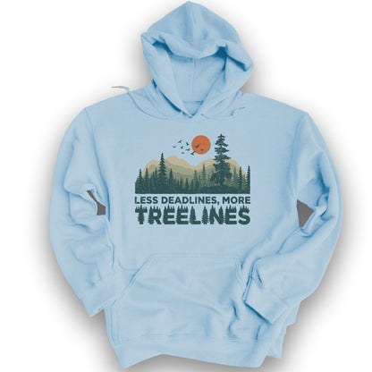 Less Deadlines More Treelines Hoodie - Light Blue