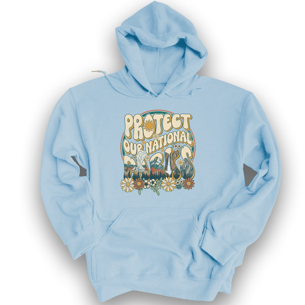 Protect Our Parks Groovy Hoodie - Light Blue
