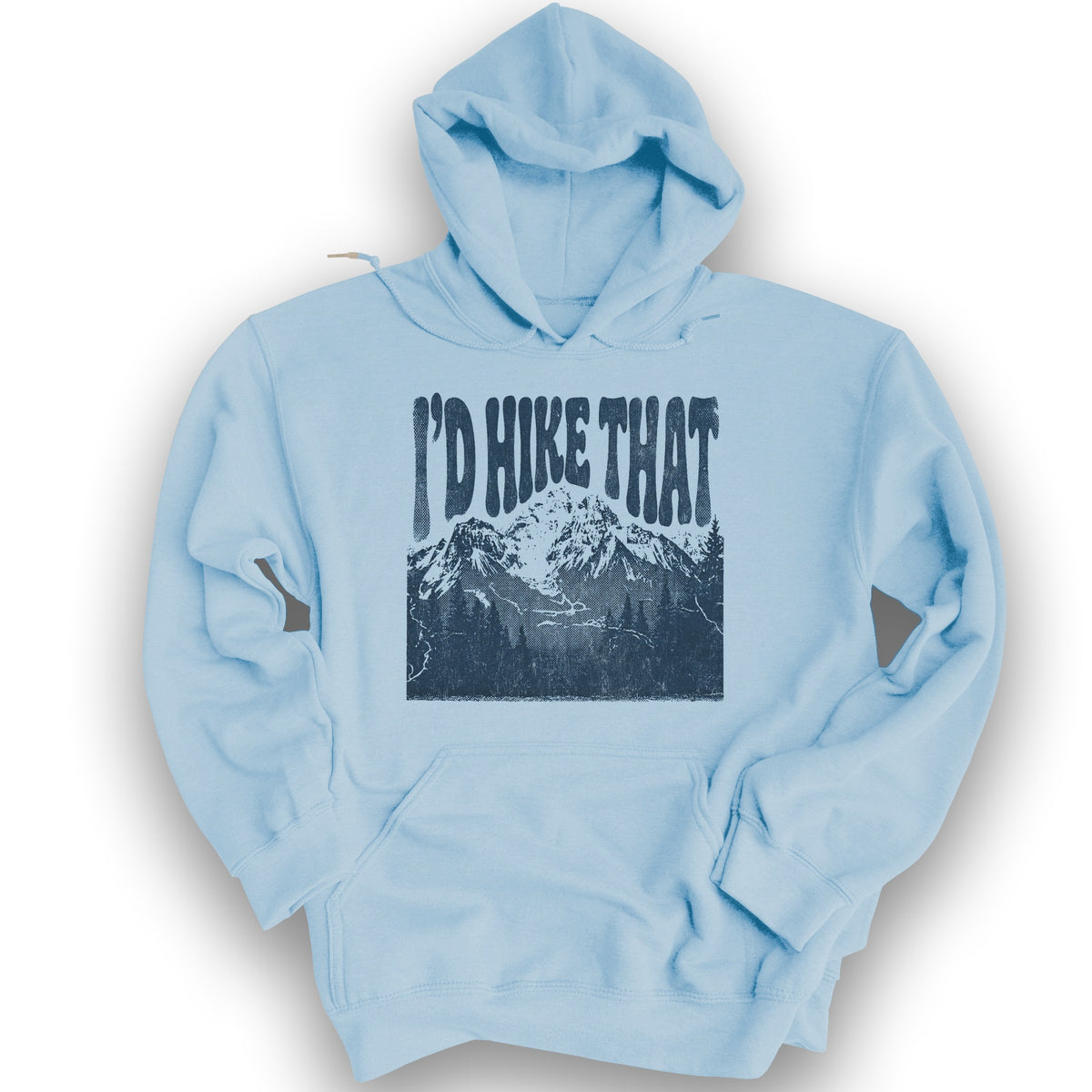 I'd Hike That Retro Hoodie - Light Blue