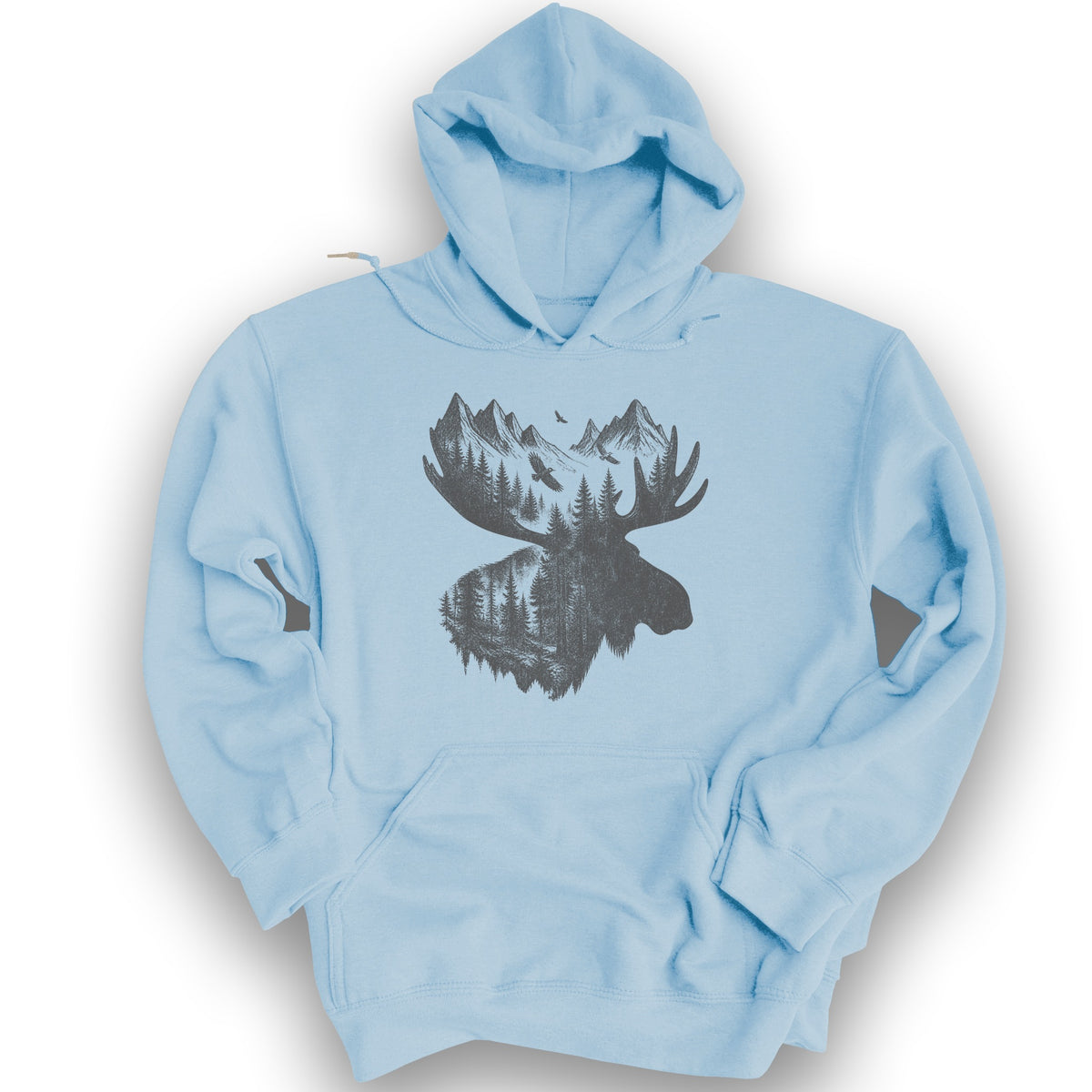 Moose Double Exposure Hoodie - Light Blue