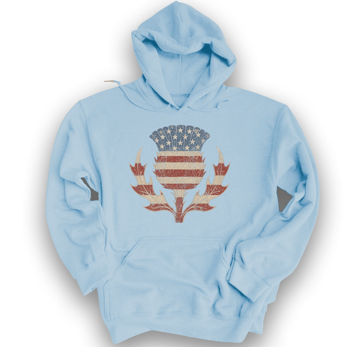 Vintage Flag Thistle Hoodie - Light Blue