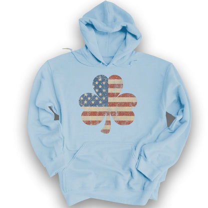 Vintage Flag Shamrock Hoodie - Light Blue