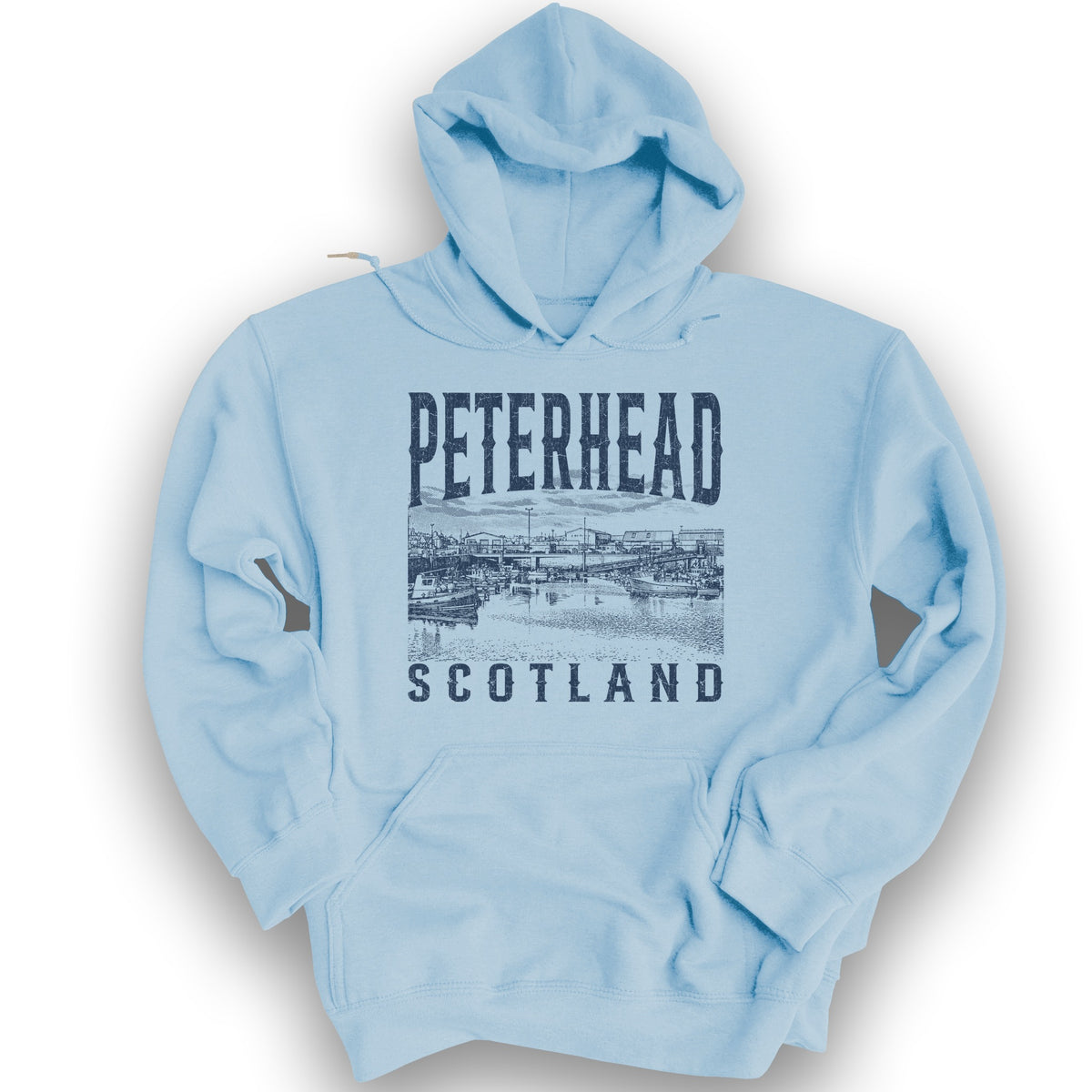 Peterhead Scotland Sketch Hoodie - Light Blue