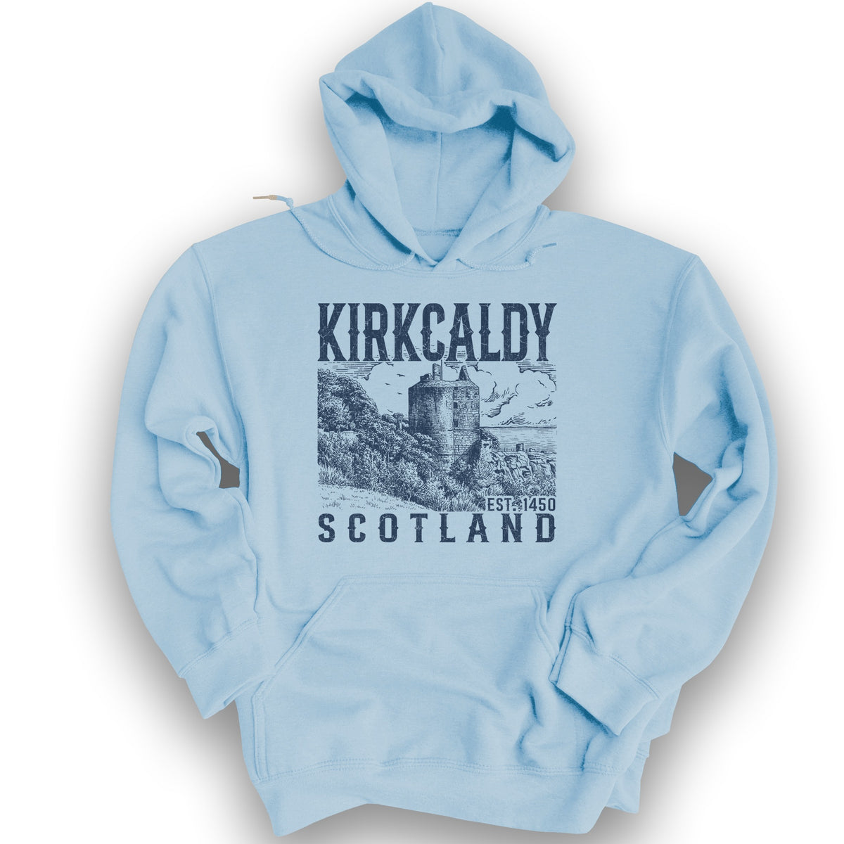 Kirkcaldy Scotland Sketch Hoodie - Light Blue