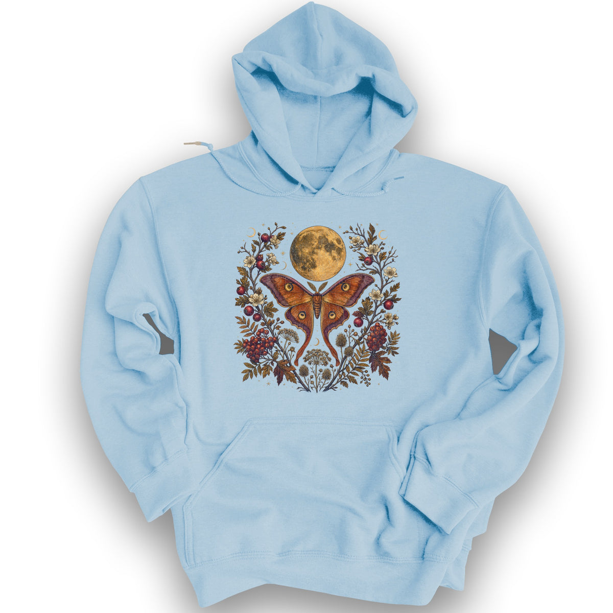 Harvest Moon Moth Hoodie - Light Blue