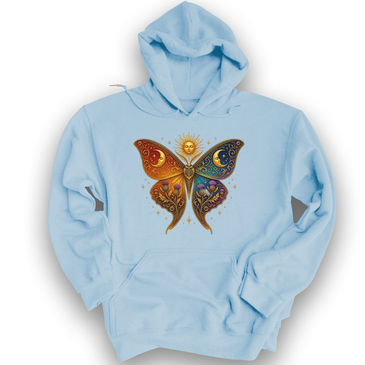 Celestial Butterfly Hoodie - Light Blue