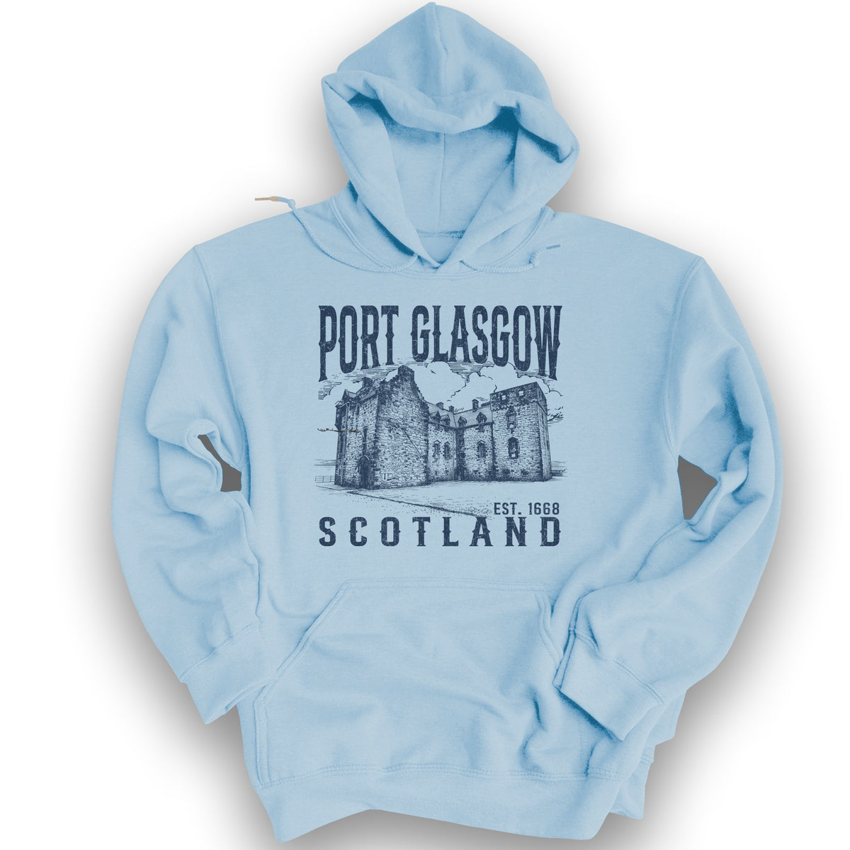 Port Glasgow Scotland Sketch Hoodie - Light Blue