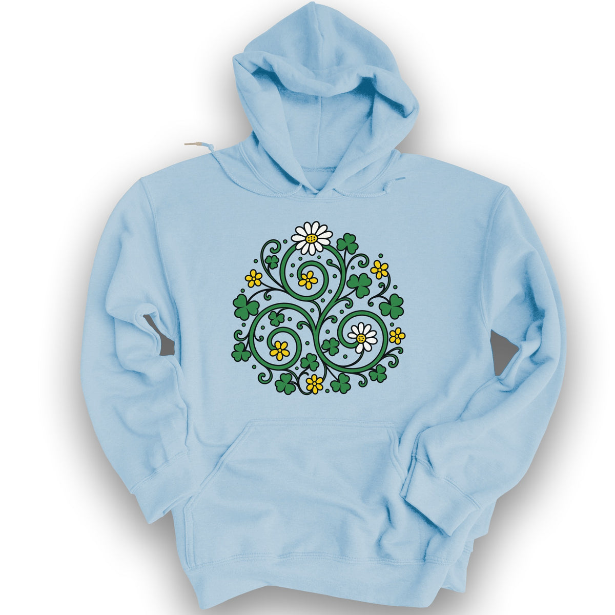 Celtic Shamrock Triskele Hoodie - Light Blue