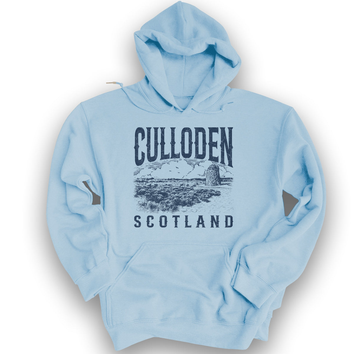 Culloden Scotland Sketch Hoodie - Light Blue