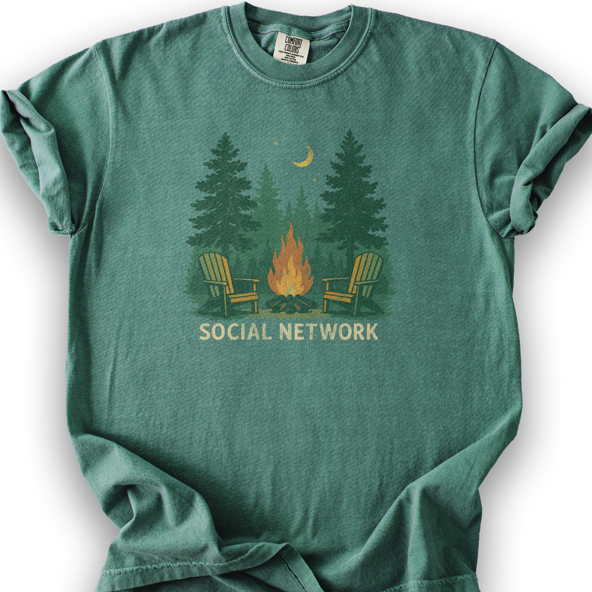Camping "Social Network" T-Shirt - Light Green