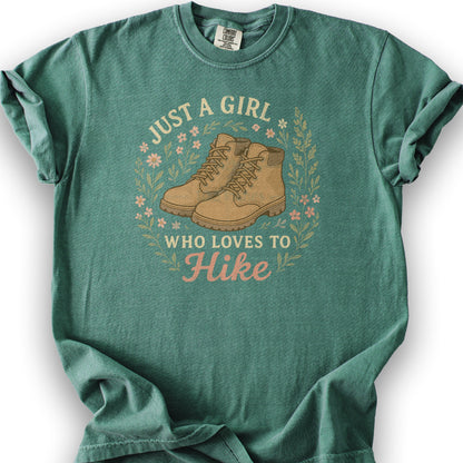 Just a Girl Who Loves to Hike T-Shirt - Light Green