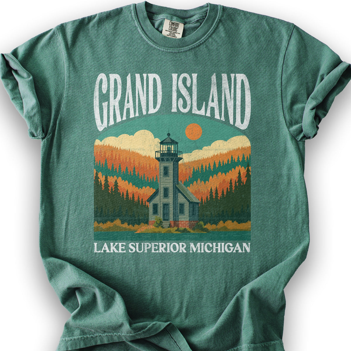 Grand Island Michigan "Big and Bold" T-Shirt - Light Green
