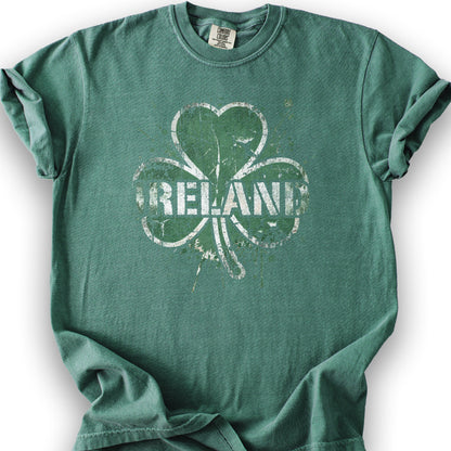 Ireland Shamrock Grunge T-shirt - Light Green