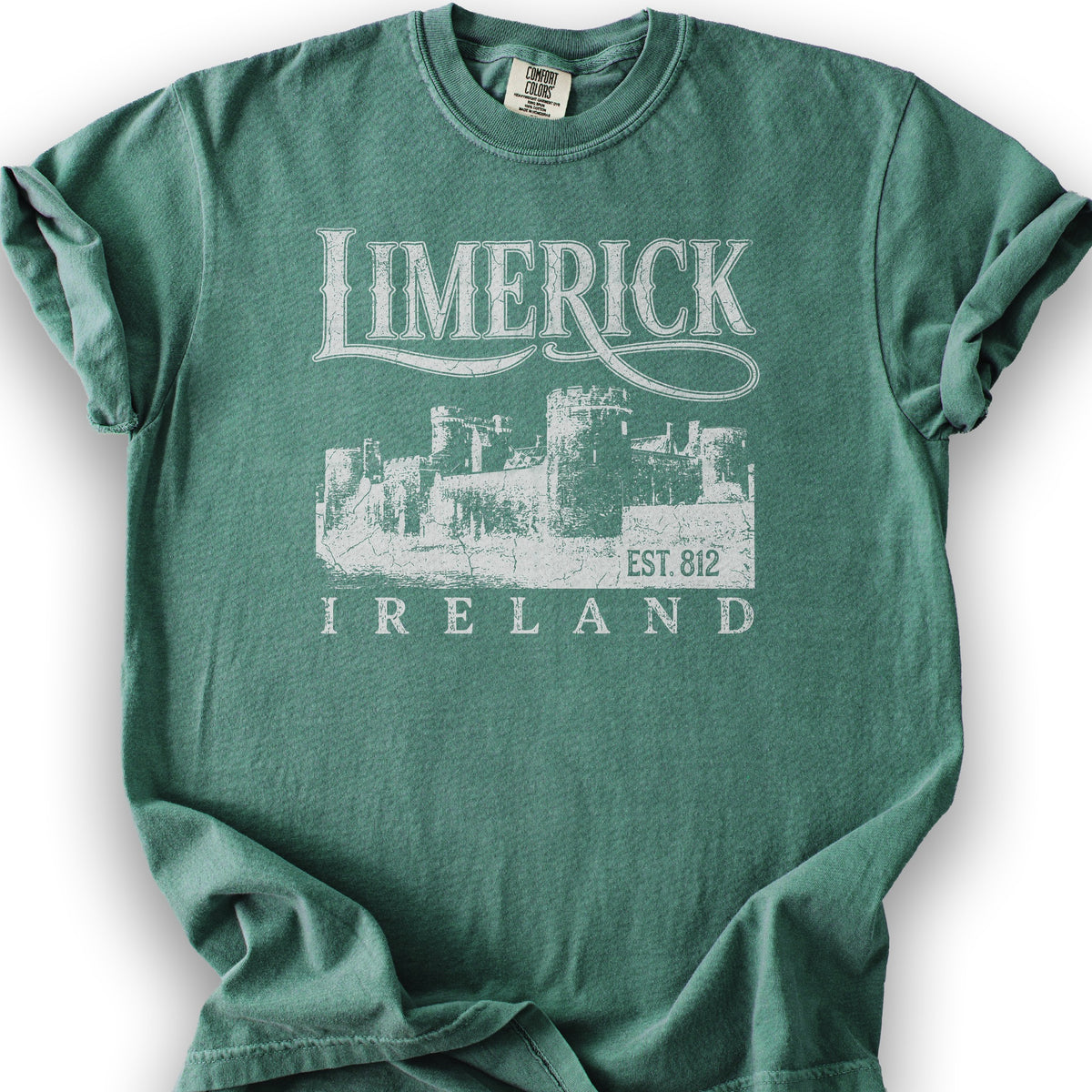 Limerick Ireland Vintage Print T-Shirt - Light Green