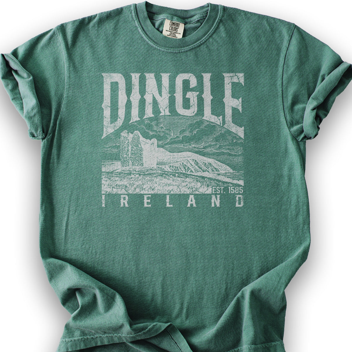 Dingle Ireland Vintage Print T-Shirt - Light Green