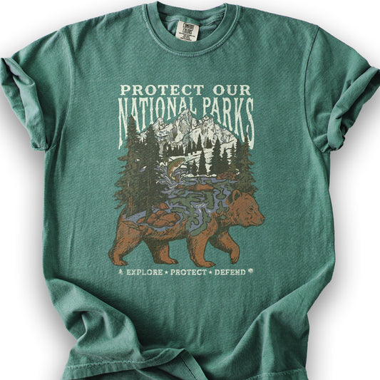 Protect Our Parks Bear T-Shirt - Light Green