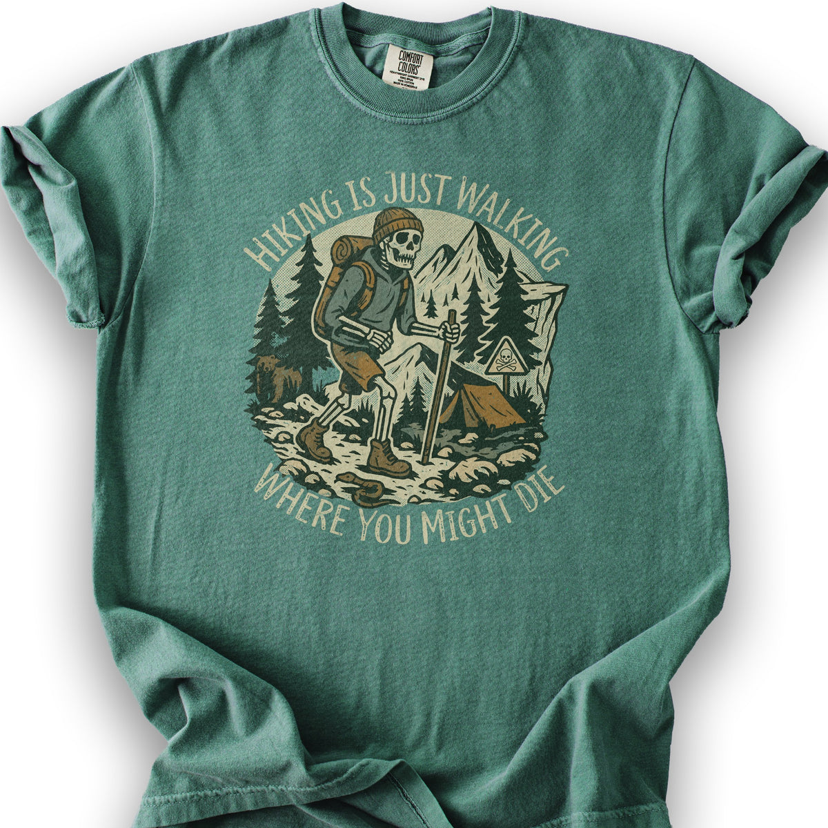 Hiking Is Just Walking T-Shirt - Light Green