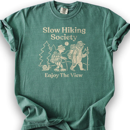 Slow Hiking Society T-Shirt - Light Green