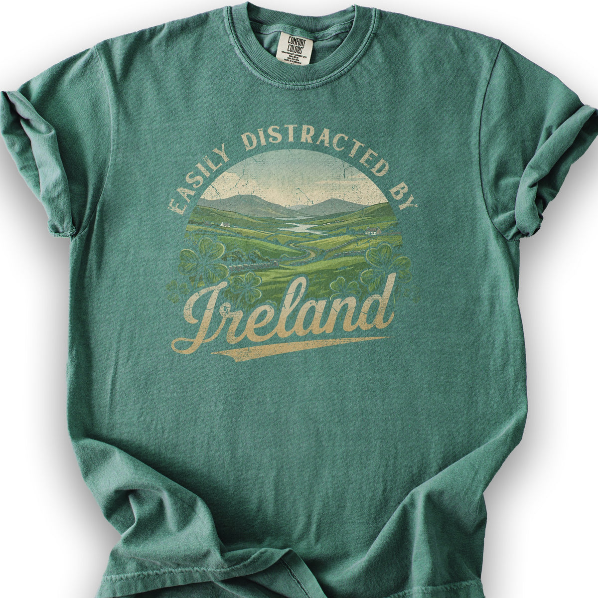 Distracted By Ireland T-Shirt - Light Green