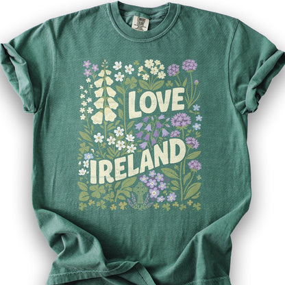 Love Ireland Flowers T-Shirt - Light Green