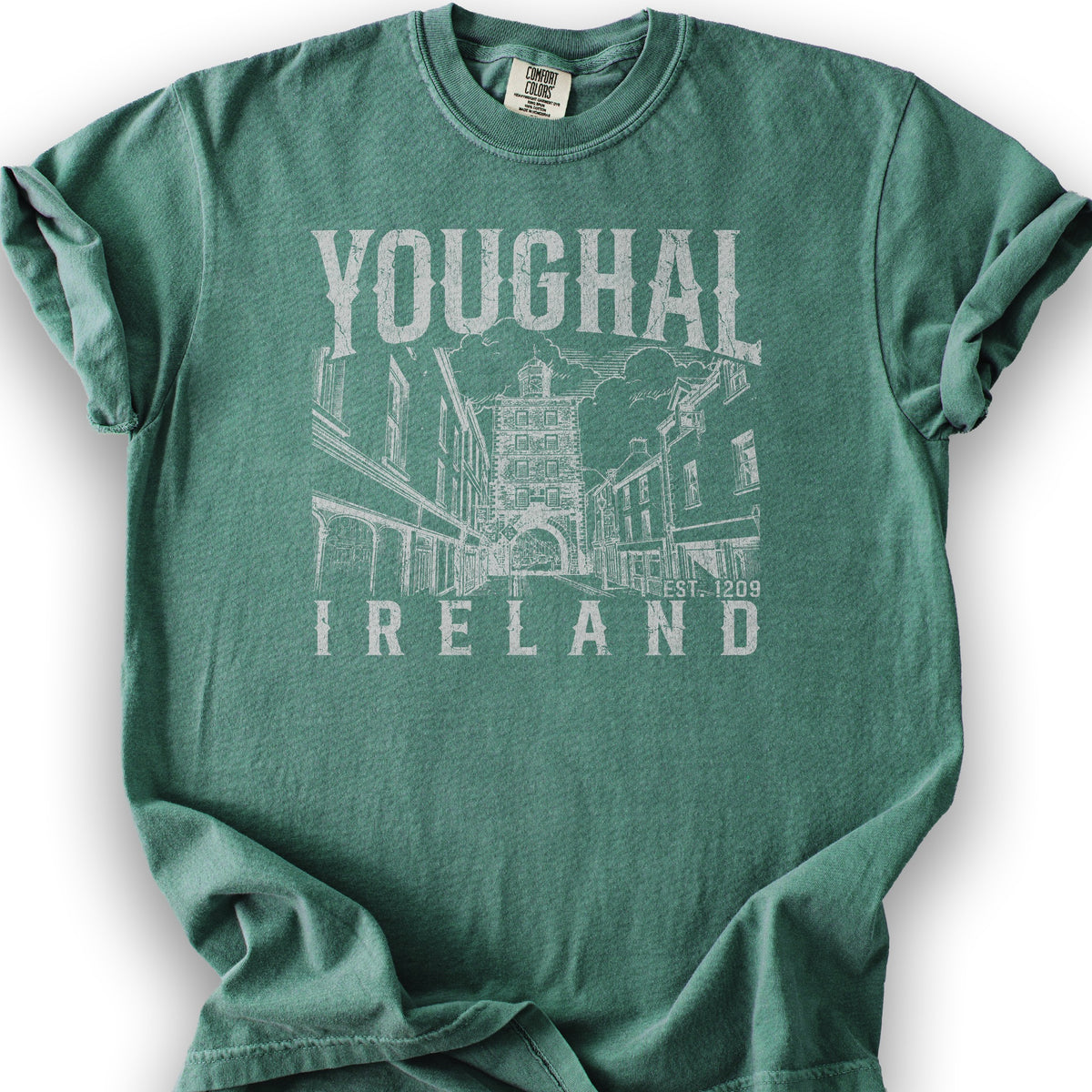 Youghal Ireland Sketch T-Shirt - Light Green