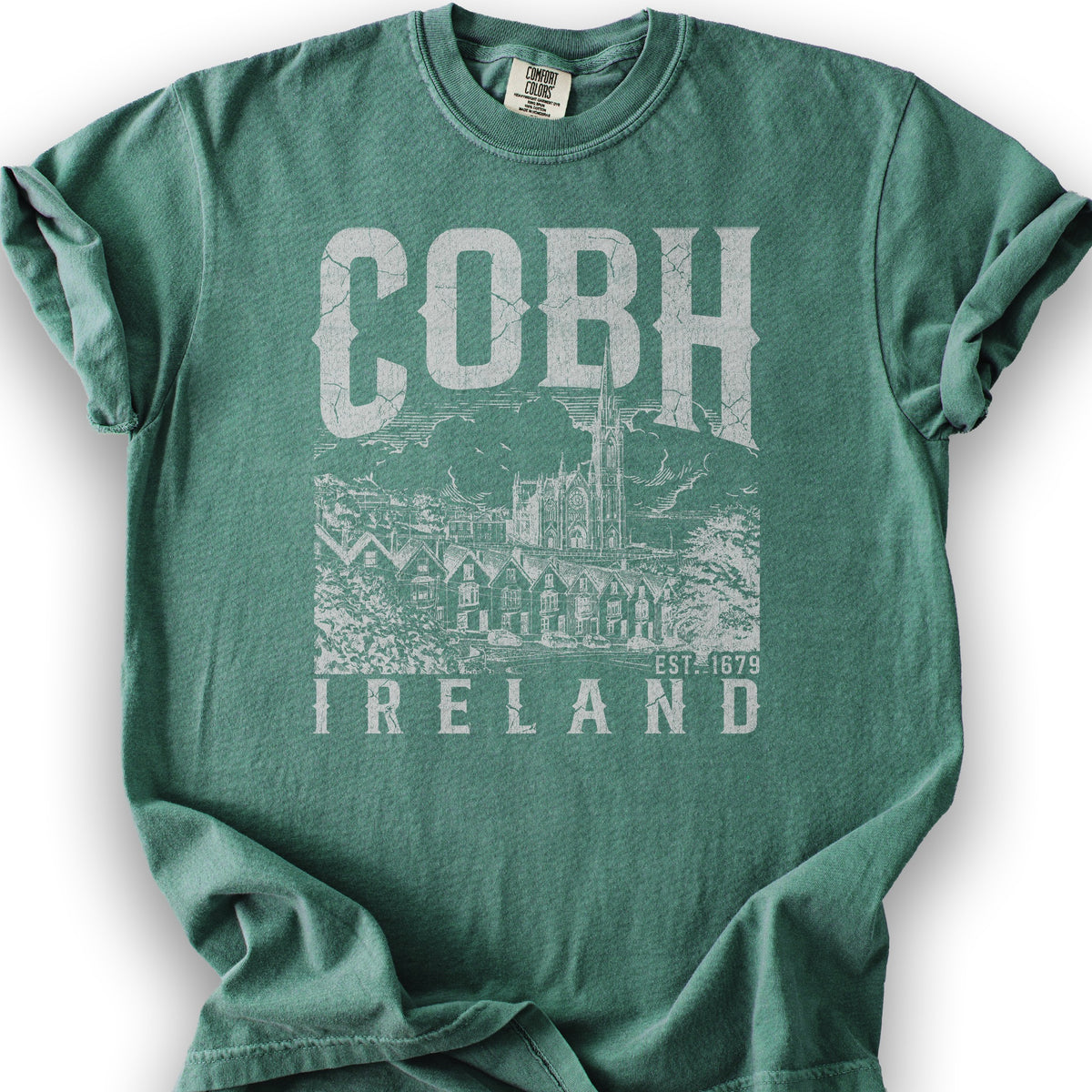 Cobh Ireland Sketch T-Shirt - Light Green
